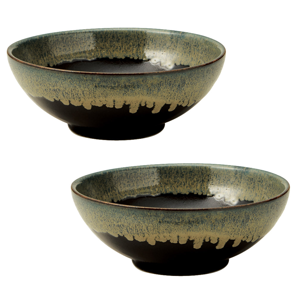 Tenmoku Shironagashi 54.1 oz Multi-Purpose Ramen Noodle Bowls Set of 2