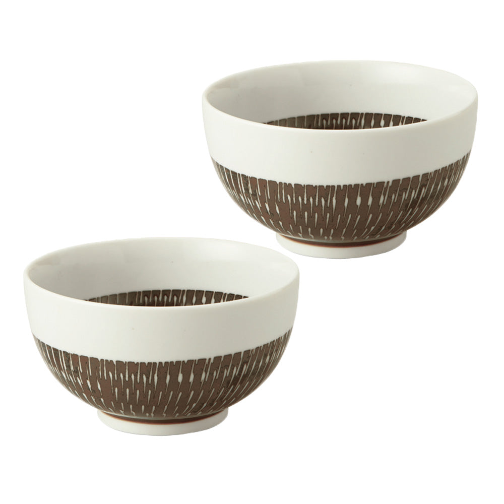 Tobikanna 5.2" Small Donburi Bowls Set of 2 -Brown