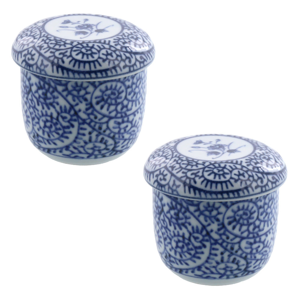 Blue Chawanmushi Cup With Lid Set of 2