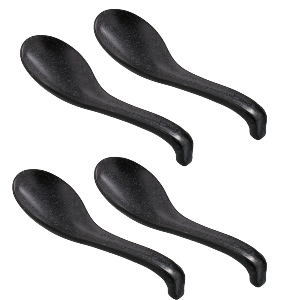 Asian Soup Spoon Set of 4 - Black