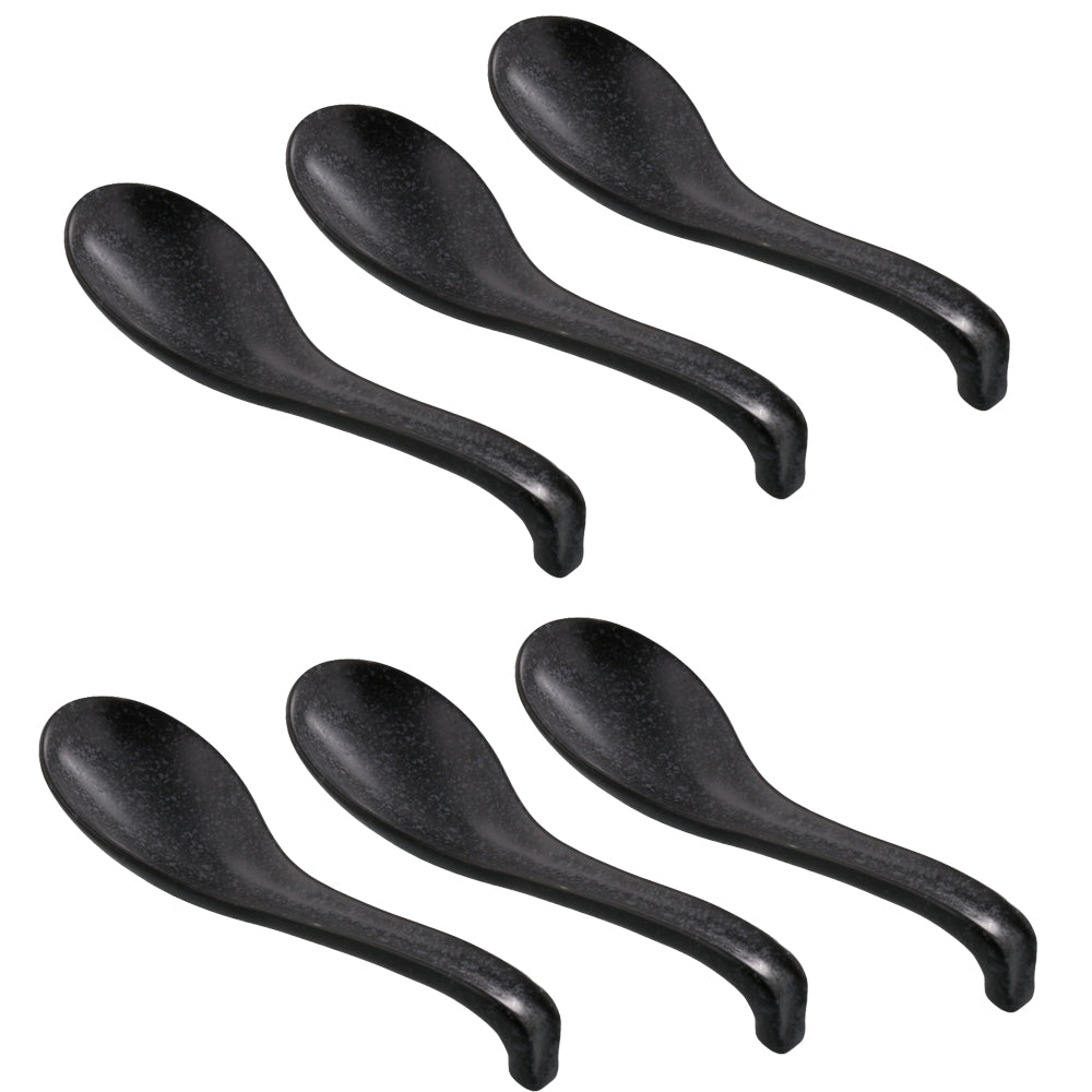 Asian Soup Spoon Set of 6 - Black