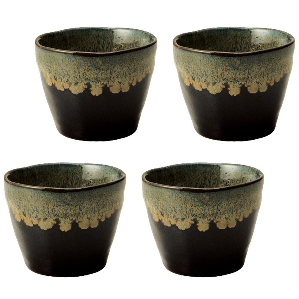 Tenmoku Shironagashi 5.1 oz Soba Choko Small Cups Set of 4