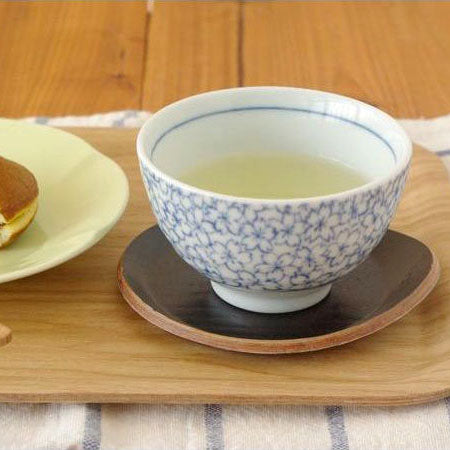 6.7 oz Retro Modern Japanese Tea Cup Set of 4 Japanese Cherry Blossom Design White x Blue