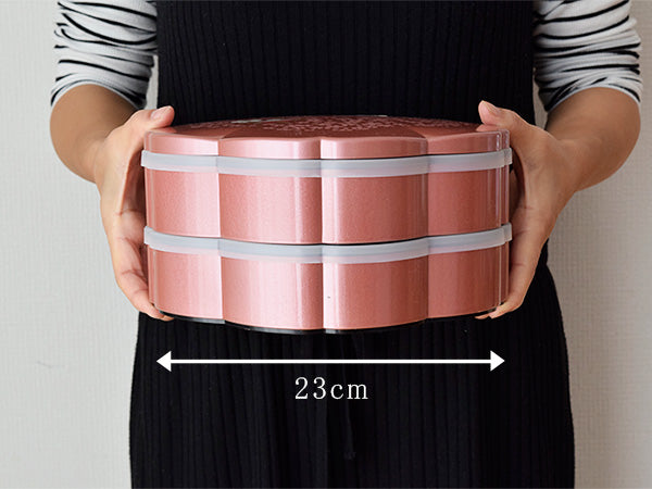 2-Tiered Pink Sakura Shaped Jubako Box