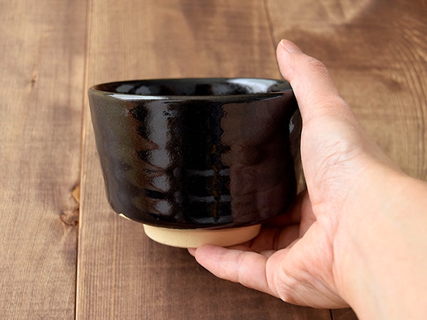 16 oz Pottery Matcha Tea Cup Tenmoku Black Handmade Comes in a Box