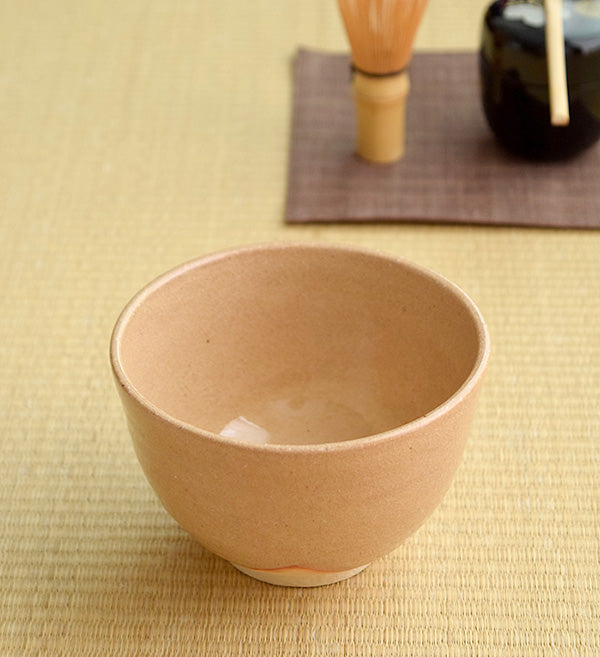 Authentic 19 oz Pottery Matcha Tea Cup Soft Orange (Kizeto) Penetration (Cracking) Treatment  Handmade Comes in a Box