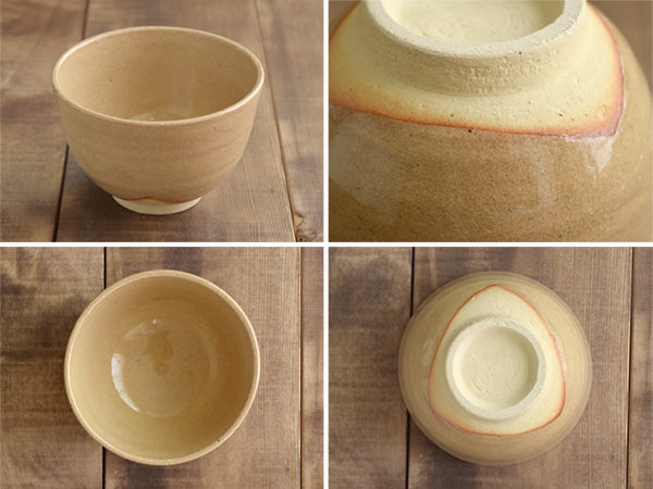 Authentic 19 oz Pottery Matcha Tea Cup Soft Orange (Kizeto) Penetration (Cracking) Treatment  Handmade Comes in a Box