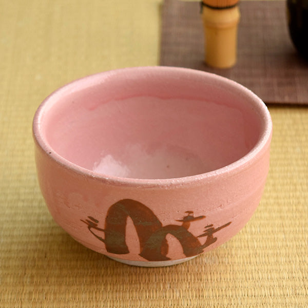 Authentic 17.5 oz Pottery Matcha Tea Cup Chubby Body Pink Penetration (Cracking) Design  Handmade Comes in a Box