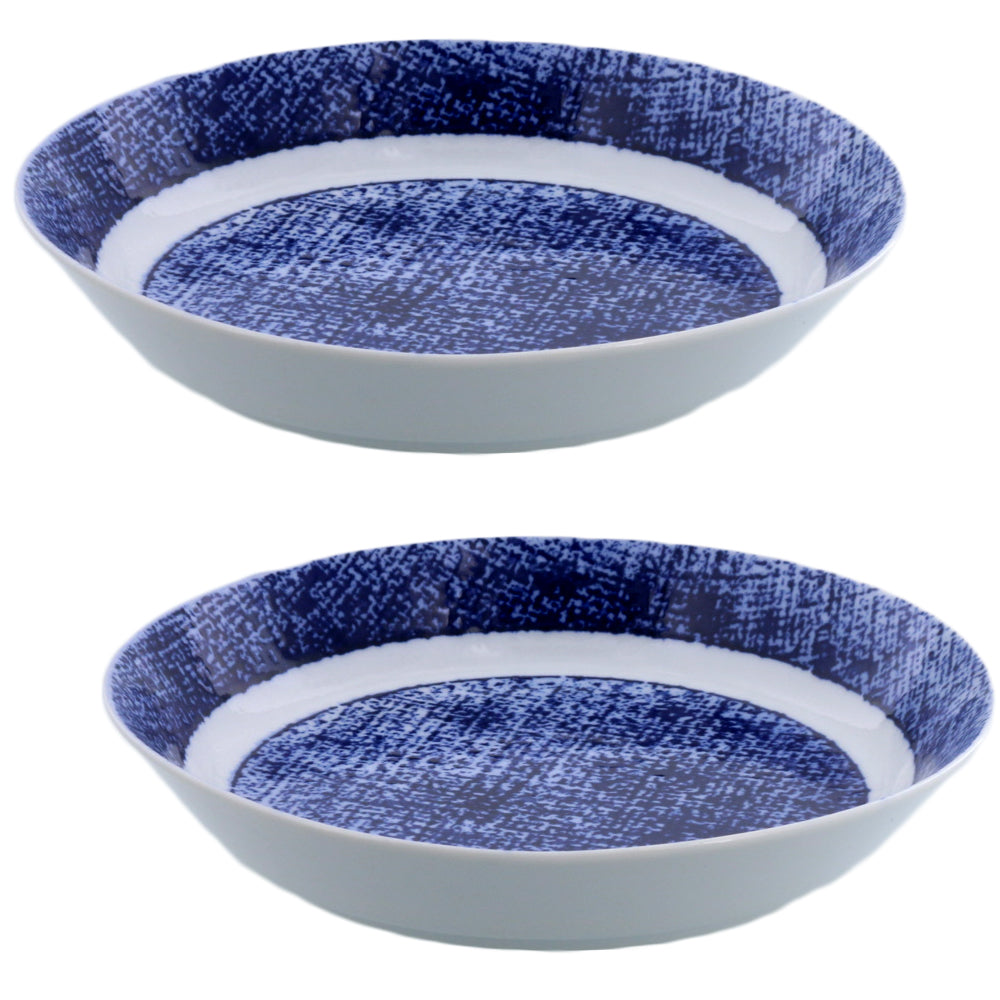 Torama Aizen 8.7" Pasta Bowls Set of 2 - Blue and White