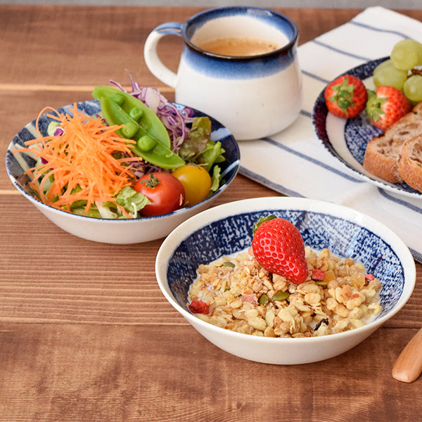5.7" Aizen Stripe Salad Bowls Set of 4 - Blue and White