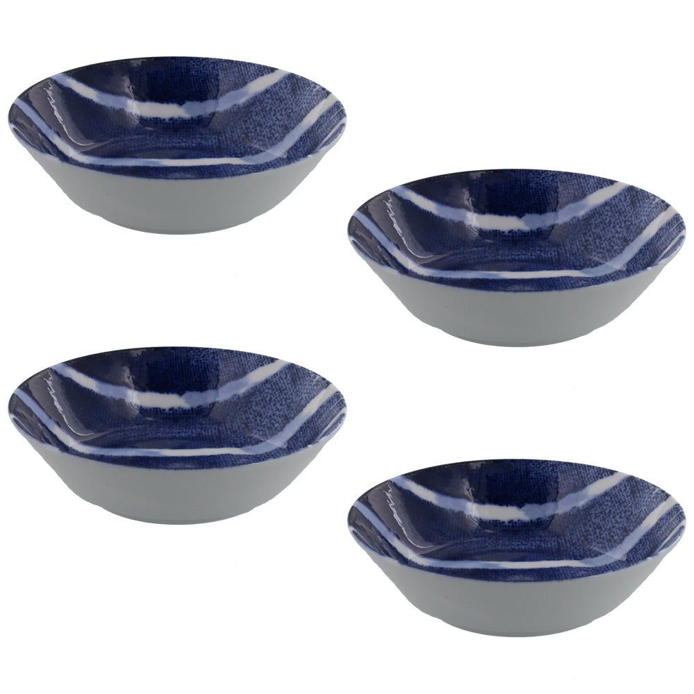 5.7" Aizen Stripe Salad Bowls Set of 4 - Blue and White
