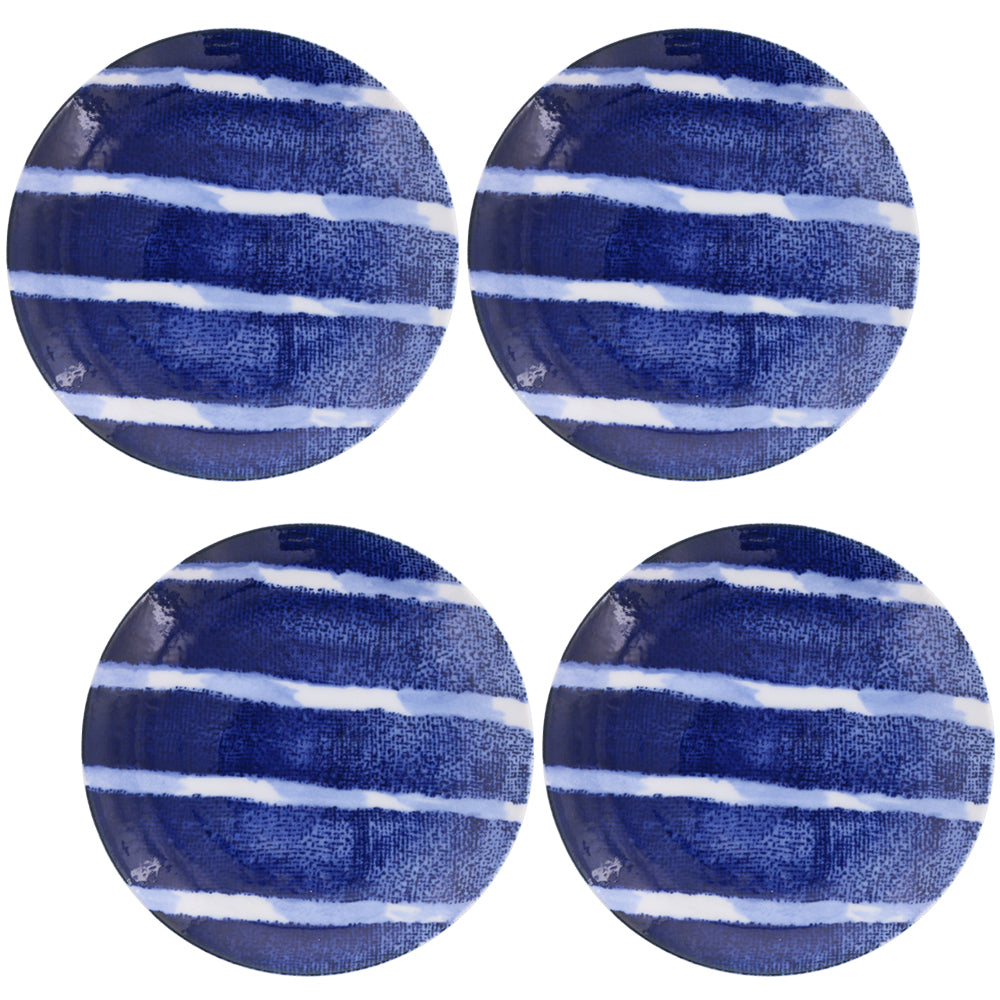 6.3" Aizen Stripe Dessert Plates Set of 4 - Blue and White