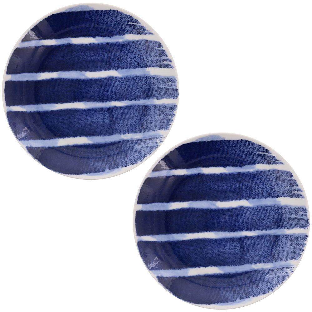 8.1" Aizen Stripe Salad Plates Set of 2 - Blue and White