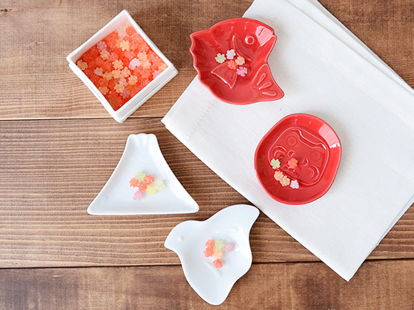 3.2" Kohaku Mamezara Lucky Charm White Condiment Dishes Set of 5 - Chidori