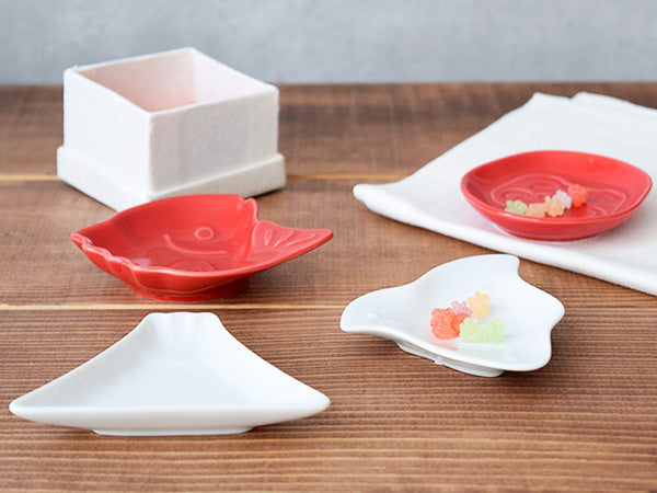 3.2" Kohaku Mamezara Lucky Charm White Condiment Dishes Set of 5 - Chidori