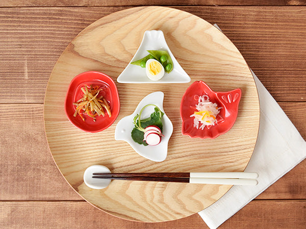 3.2" Kohaku Mamezara Lucky Charm White Condiment Dishes Set of 5 - Chidori