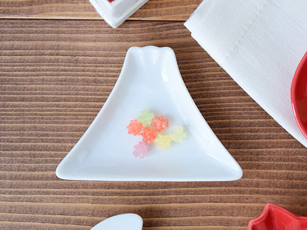 Kohaku Mamezara Lucky Charm Red/White Condiment Dishes Set of 4 - Assorted Designs