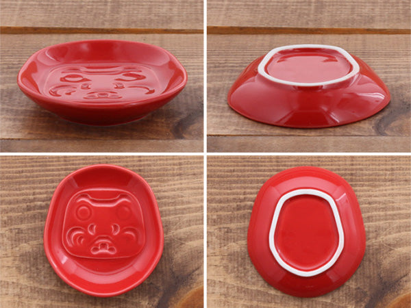 Kohaku 3.4" Mamezara Lucky Charm Red Condiment Dishes Set of 5 - Daruma