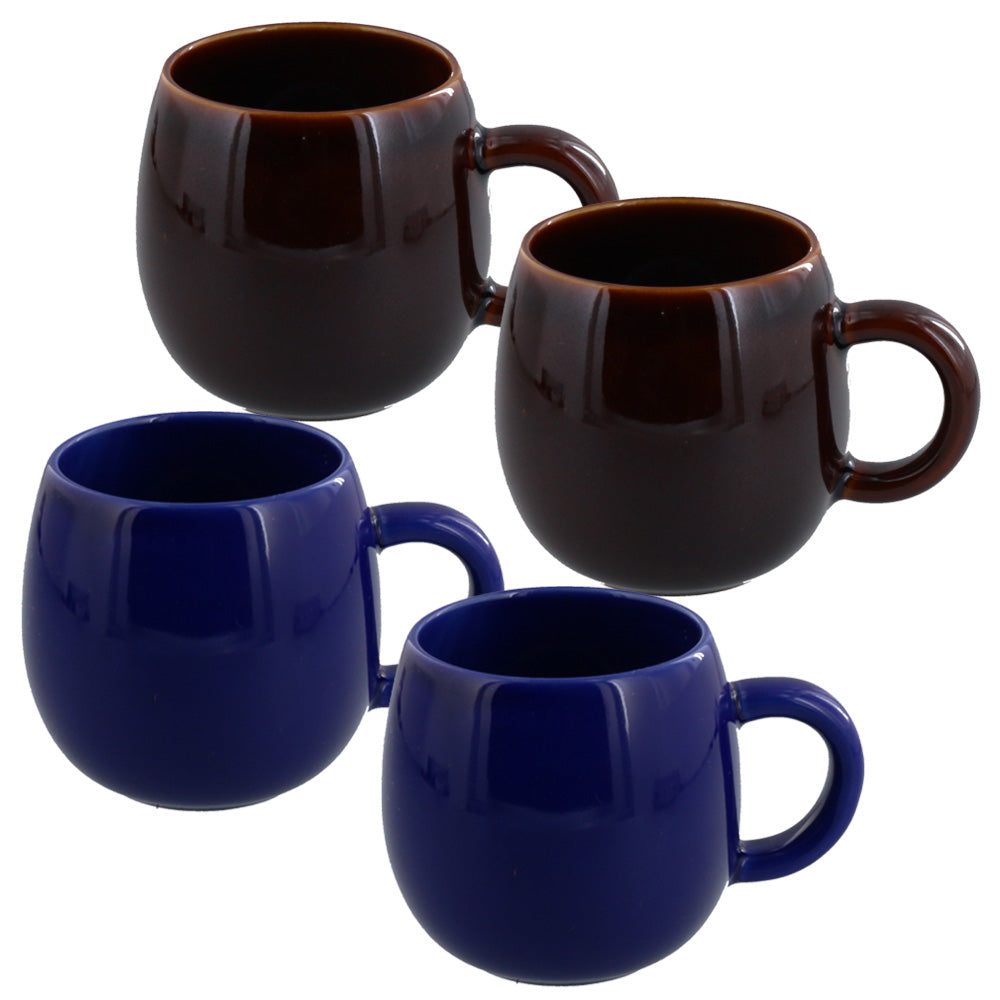 COLONT Ceramic Coffee Mugs Set of 4 - Blue and Brown