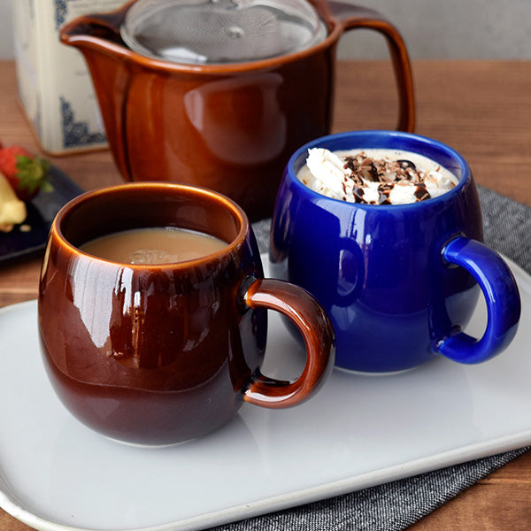 COLONT Ceramic Coffee Mugs Set of 4 - Blue and Brown