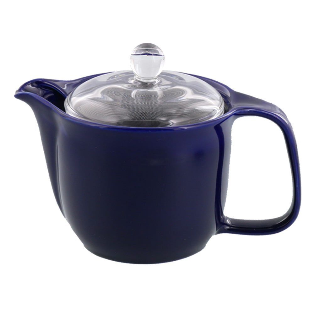 COLONT 20.3 oz Navy Blue Ceramic Teapot with Glass Lid and Removable Infuser