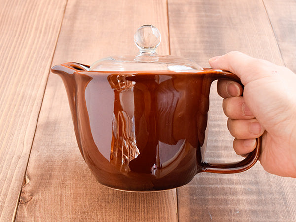 COLONT 20.3 oz Brown Teapot with Glass Lid and Removable Infuser