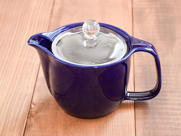 COLONT 20.3 oz Navy Blue Ceramic Teapot with Glass Lid and Removable Infuser