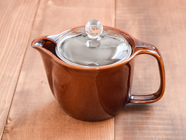 COLONT 20.3 oz Brown Teapot with Glass Lid and Removable Infuser