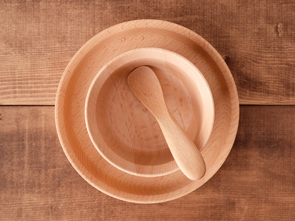 Children's Wooden Tableware Set with Gift Box - Plate Bowl and Spoon for Babies and Toddlers