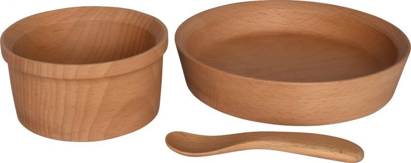 Children's Wooden Tableware Set with Gift Box - Plate Bowl and Spoon for Babies and Toddlers