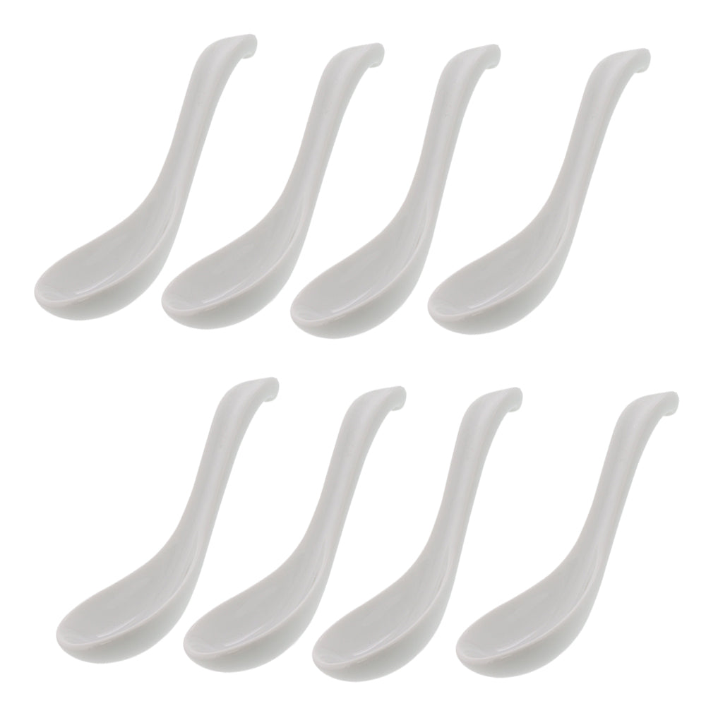 Round Soup Spoon Set of 8 - White