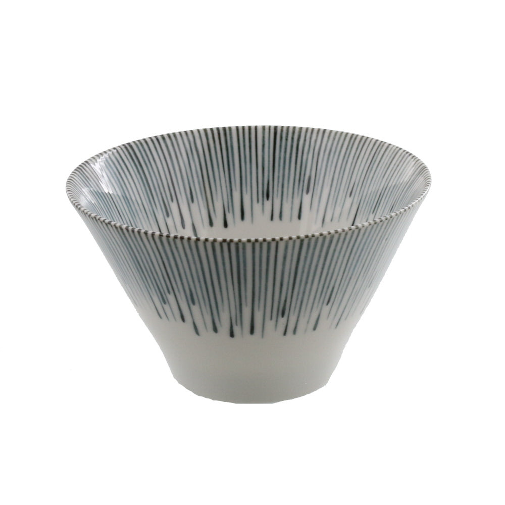 14 oz Extra Small Blue Stripe White Trapezoidal Donburi Bowl Set of 2