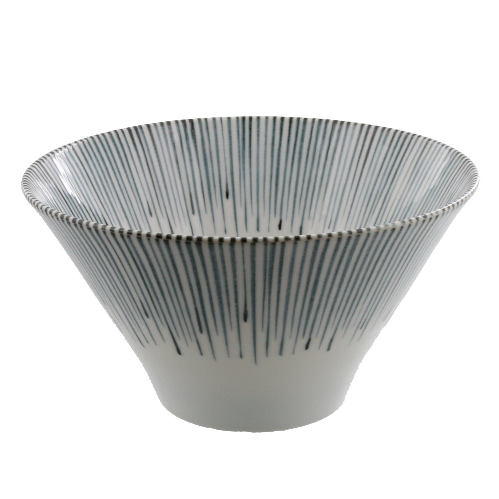 44 oz Medium Blue Stripe White Trapezoidal Donburi Bowl