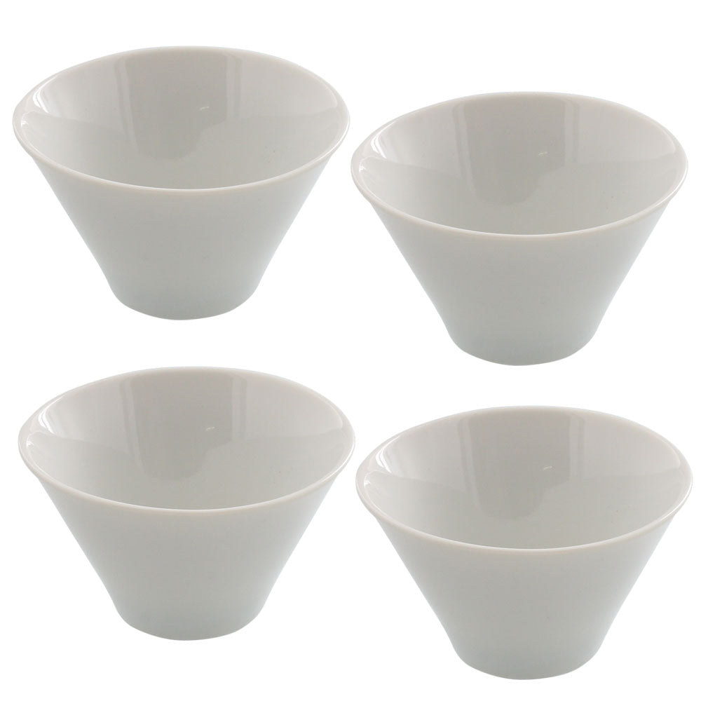 5.4 oz White Trapezoidal Bowl Set of 4