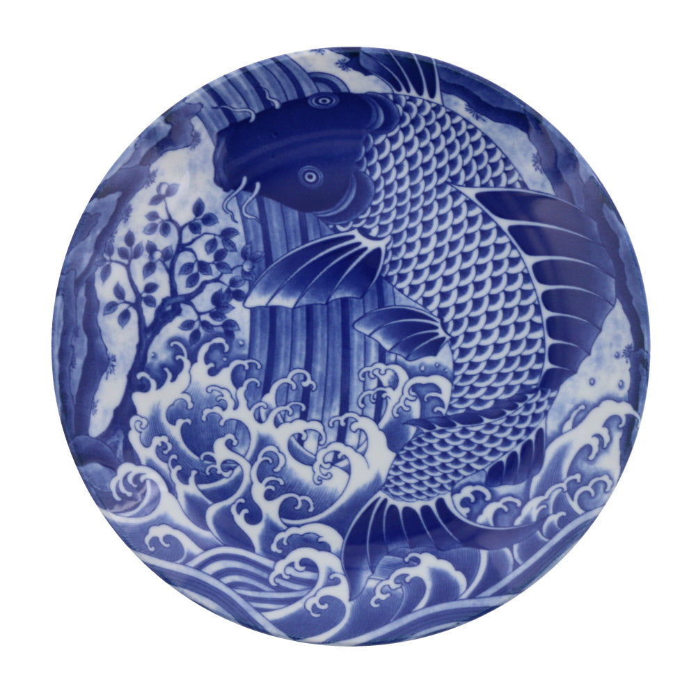 Blue and White Dinner Plate - Koi