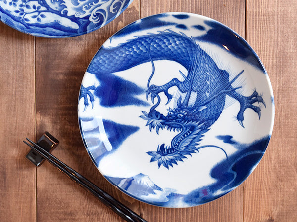 Blue and White Dinner Plate - Dragon – Zen Table Japan