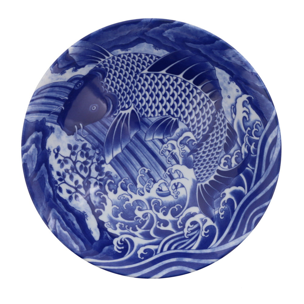 Blue and White Serving Bowl - Koi