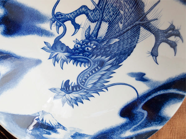 Blue and White Serving Bowl - Dragon
