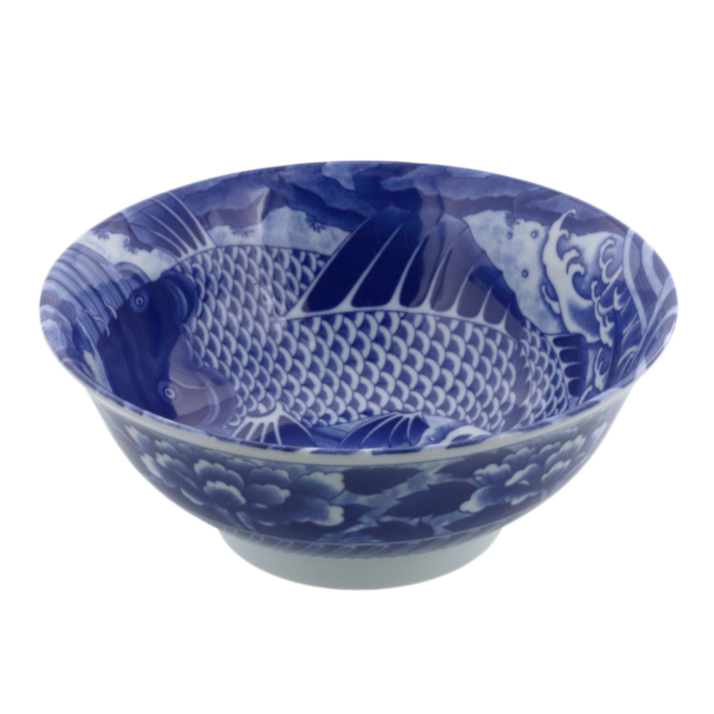 Blue and White Donburi Bowl - Koi