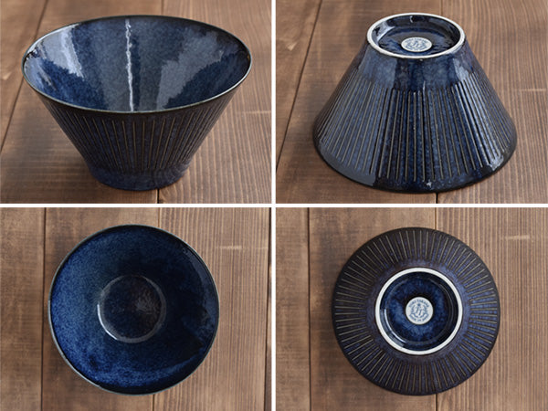Dark Blue Trapezoidal Ramen Donburi Bowl - Medium