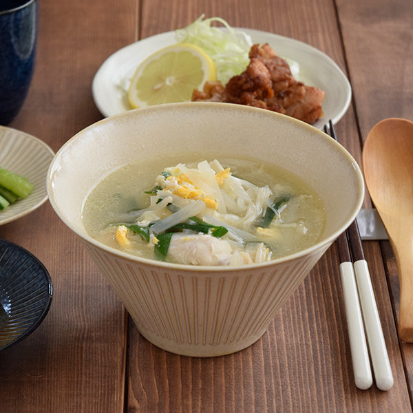 Beige Trapezoidal Ramen Donburi Bowl - Small