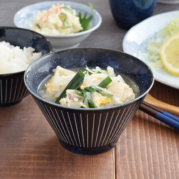 Dark Blue Trapezoidal Ramen Donburi Bowl - Extra Small