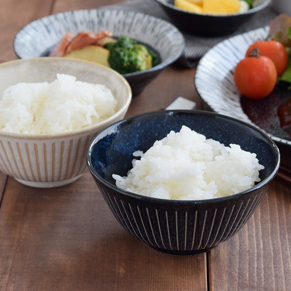 Shaved Tokusa Rice Bowl - Navy Blue