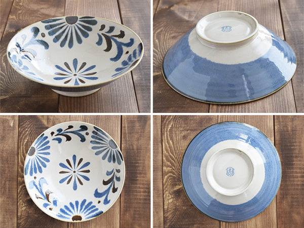 Ryukyu Blue and White Multi-Purpose Bowl - Flowers