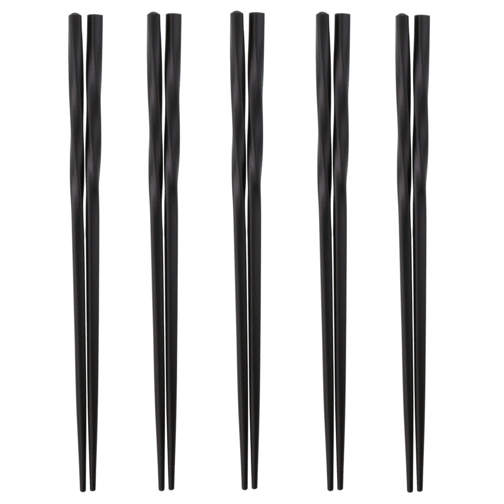 Twisted Bamboo Chopsticks Set of 5 - Dark Brown