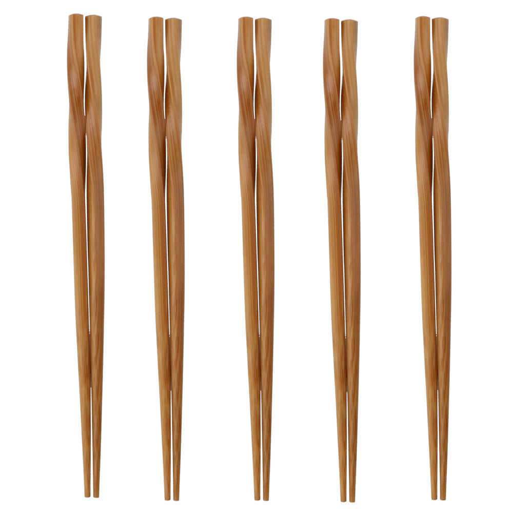 Twisted Bamboo Chopsticks Set of 5 - Natural Brown