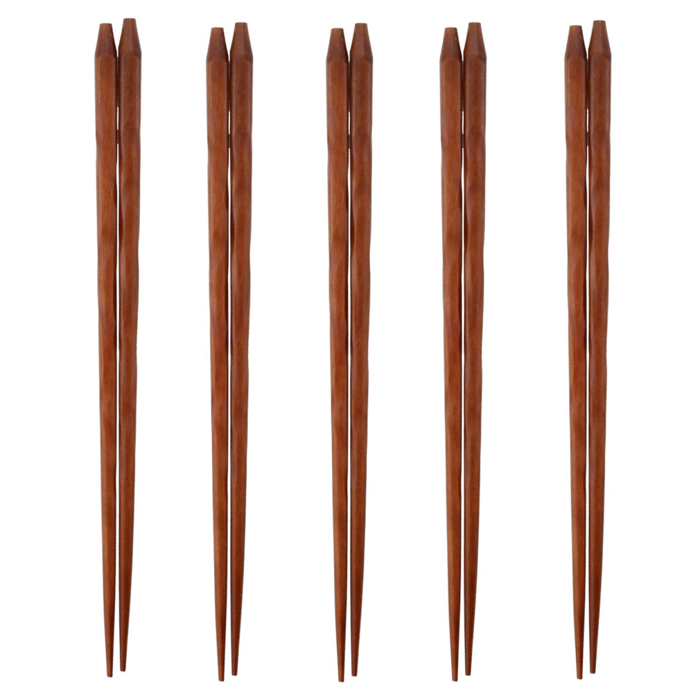 Natural Wood Chopsticks Set of 5 - Brown