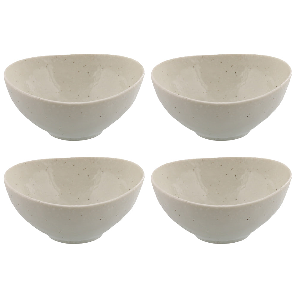 Traditional Japanese White Bowl Set of 4  - Medium