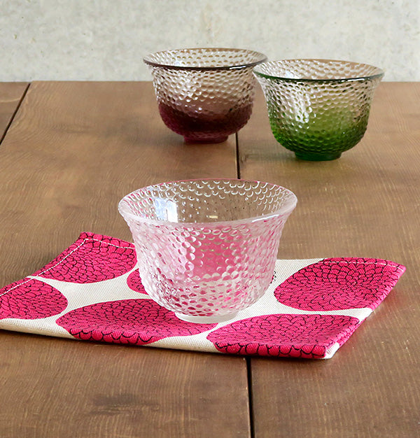 Clear Polka Dot Glass Sake Cup Set of 4