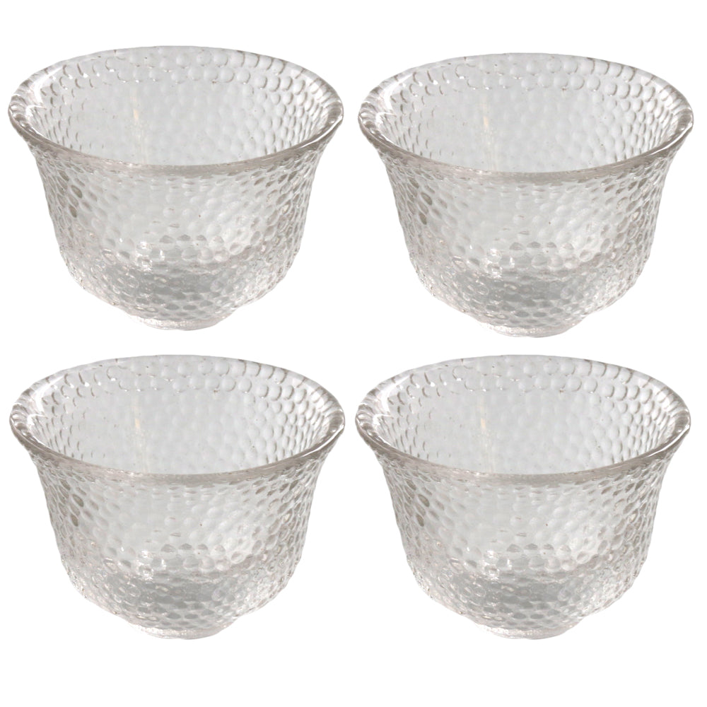 Clear Polka Dot Glass Sake Cup Set of 4